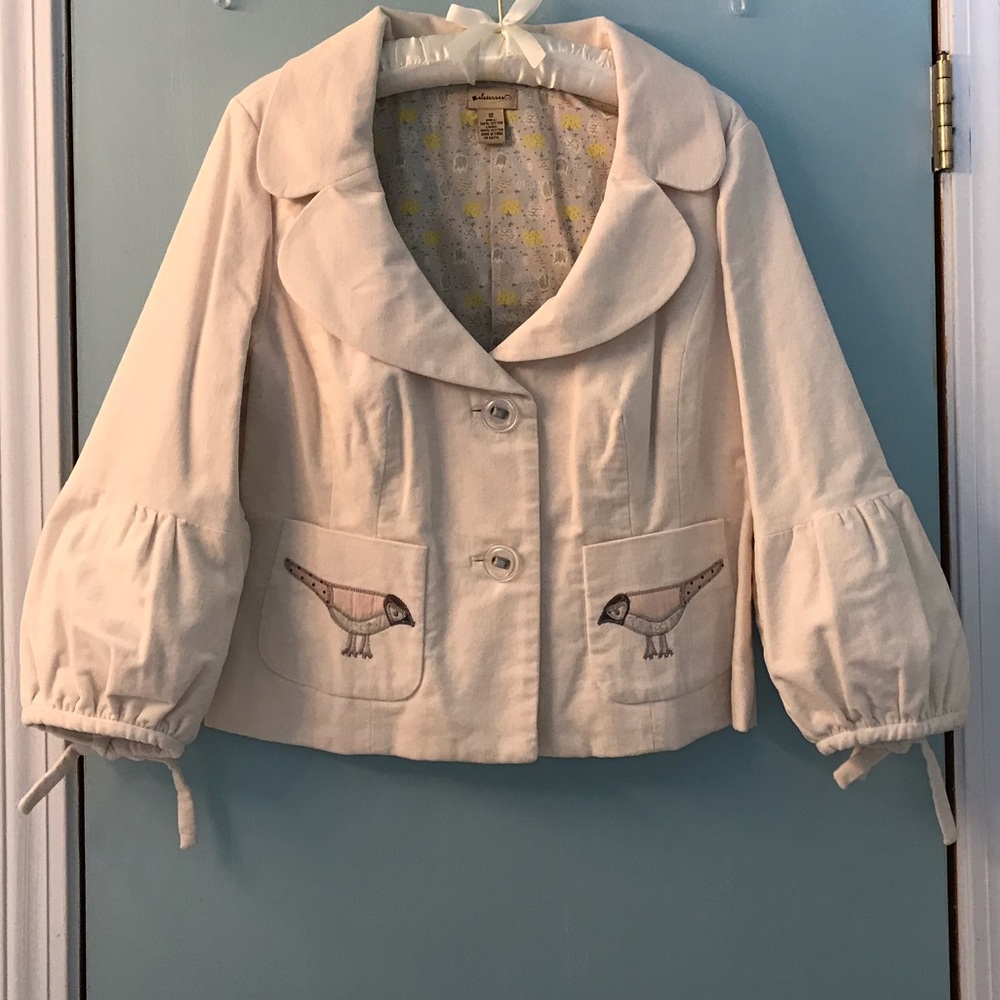 Cream jacket by Elevenses from Anthropologie